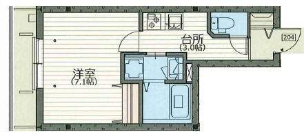 フォルトゥーナ友紀(1K/2階)の間取り写真