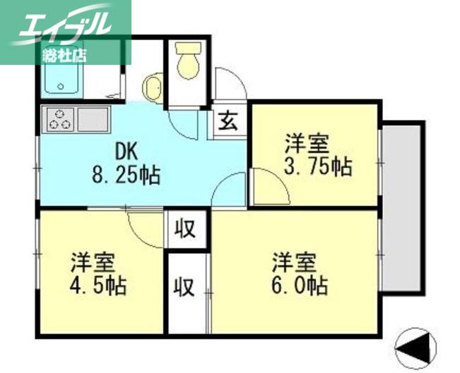 SUNCITY(3DK/2階)の間取り写真