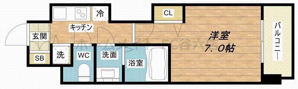プレサンス谷町キャトル(1K/8階)の間取り写真