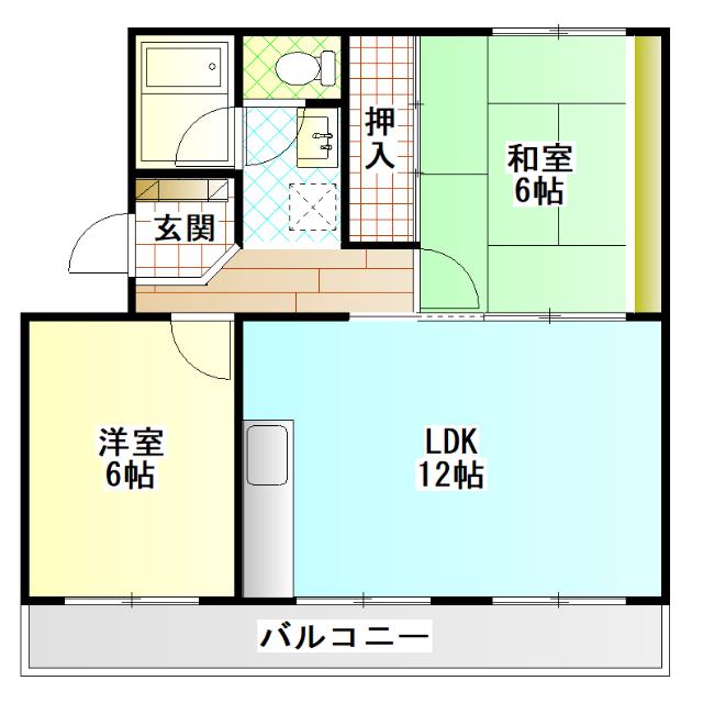 第3木村ハイツ(2LDK/1階)の間取り写真