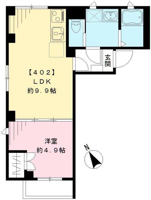 シャトウ杏(1LDK/4階)の間取り写真