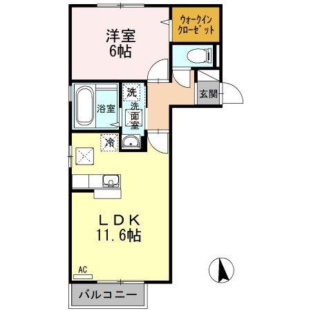 アガパンサスA棟(1LDK/1階)の間取り写真