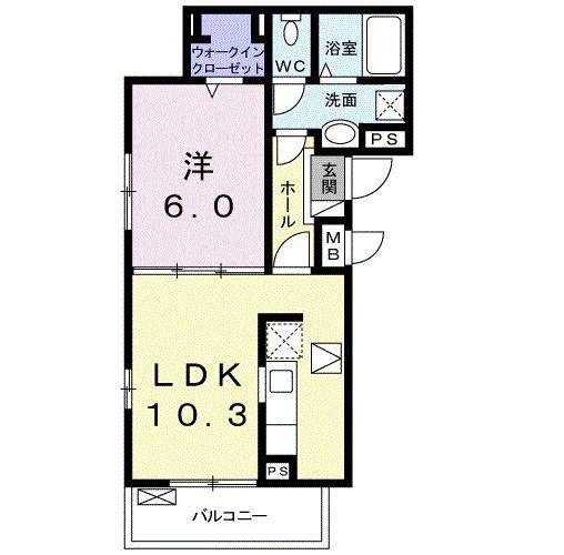 セレーノ 須賀(1LDK/1階)の間取り写真