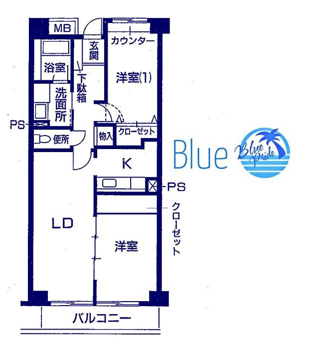 コンフォートK(2LDK/4階)の間取り写真