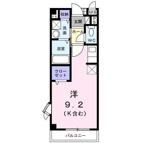 ボニート(ワンルーム/2階)の間取り写真