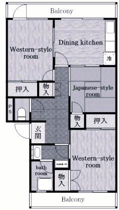 淡路島テラス(3DK/4階)の間取り写真