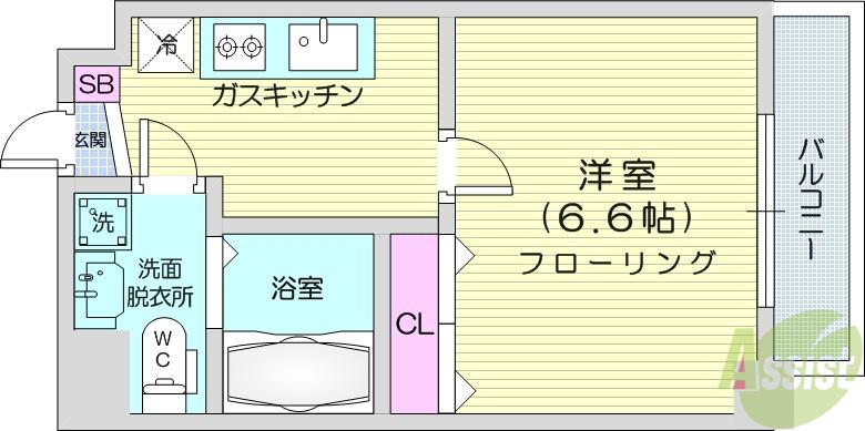 メゾンHEISEI(1K/1階)の間取り写真