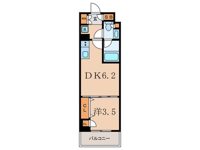 ドゥーエ二子新地(1DK/2階)の間取り写真