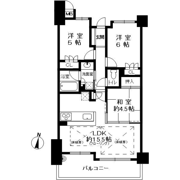 ローレルコート六甲記田町(3LDK/2階)の間取り写真