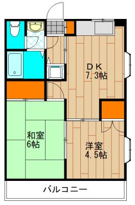 サンハイムながしま(2DK/3階)の間取り写真
