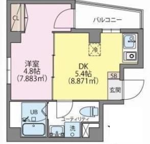 MOCA(1DK/8階)の間取り写真