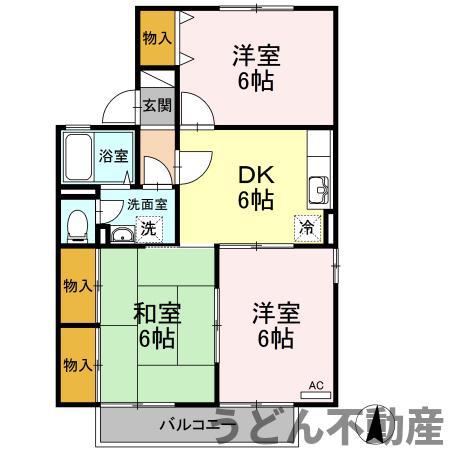 セジュール坂出(3DK/2階)の間取り写真