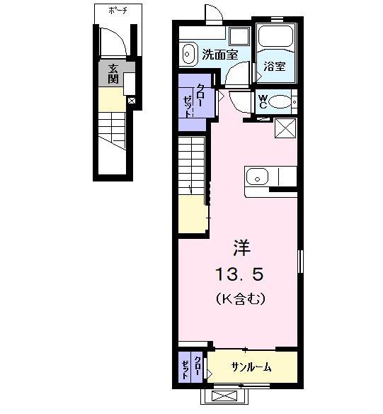 フィオーレ 川前(ワンルーム/2階)の間取り写真