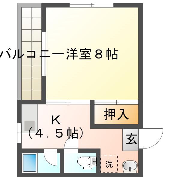 コーポマイプレスB(1K/2階)の間取り写真