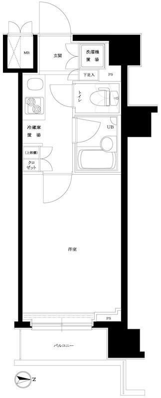 ルーブル川崎伍番館(1K/7階)の間取り写真