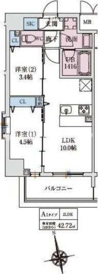 スプランディッドIX(2LDK/8階)の間取り写真