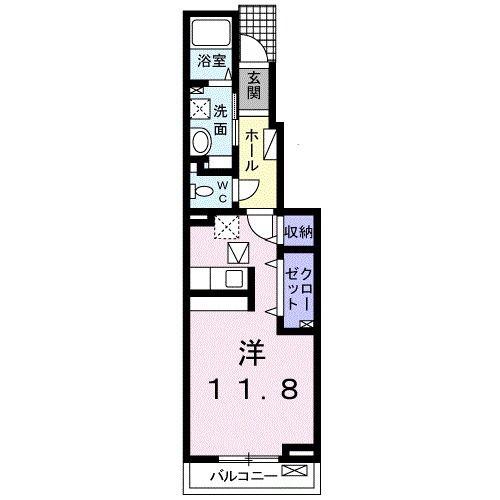 プラージュ F(ワンルーム/1階)の間取り写真