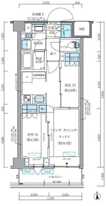 パークアクシス品川シーサイド(2LDK/4階)の間取り写真