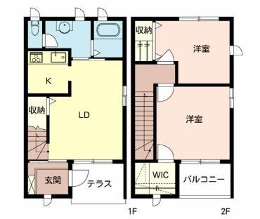 コーラル篠A(2LDK/1階)の間取り写真