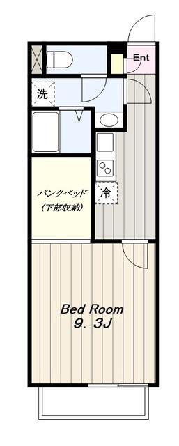 ミランダ藤(1K/2階)の間取り写真