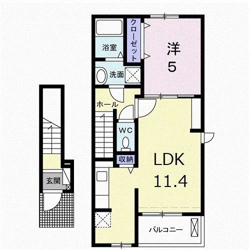 スパシーバ(1LDK/2階)の間取り写真