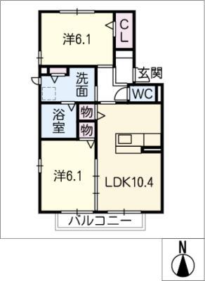 ヴィラコーラ(2LDK/1階)の間取り写真