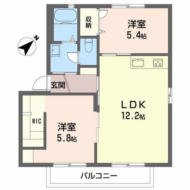 アプリコットC(2LDK/1階)の間取り写真