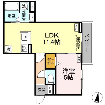 グラナーデ堤通(1LDK/2階)の間取り写真