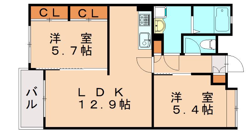 高峰ポロニア(2LDK/4階)の間取り写真
