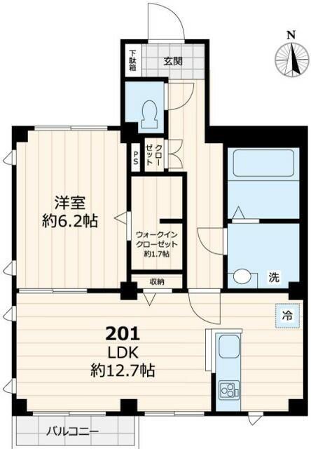 グランドゥール中延(1LDK/2階)の間取り写真