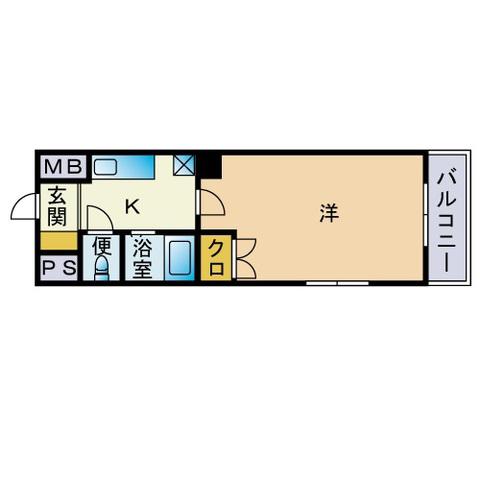 リファレンス県庁口(1K/1階)の間取り写真