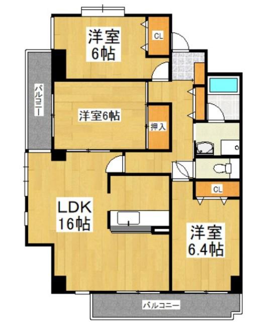 エクシール中野島(3LDK/5階)の間取り写真