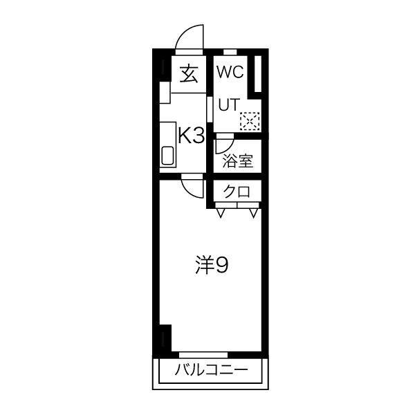 グレース篠木V(1K/3階)の間取り写真