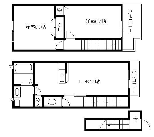 ネオブルック(2LDK/2階)の間取り写真