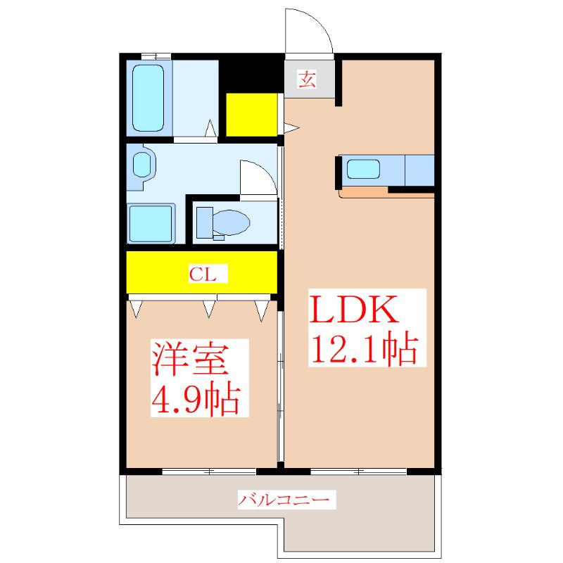 サザンムア舞鶴(1LDK/2階)の間取り写真