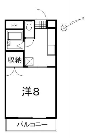 アーバーハウス吉田C棟(1K/2階)の間取り写真