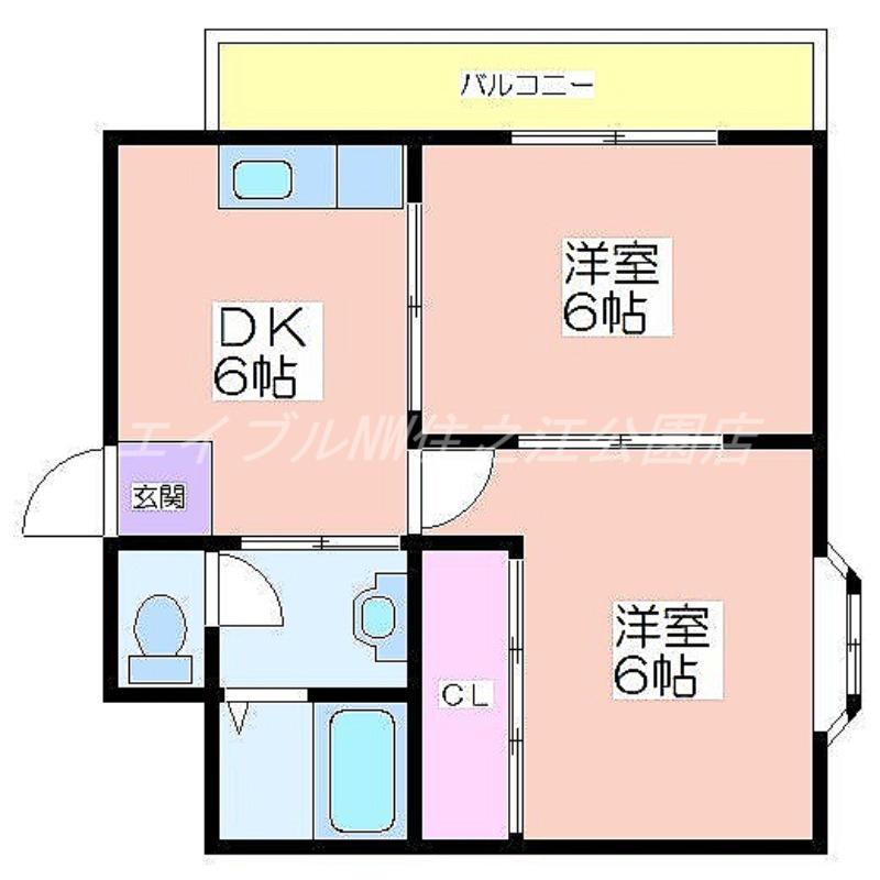 エフアール住之江公園(2DK/3階)の間取り写真