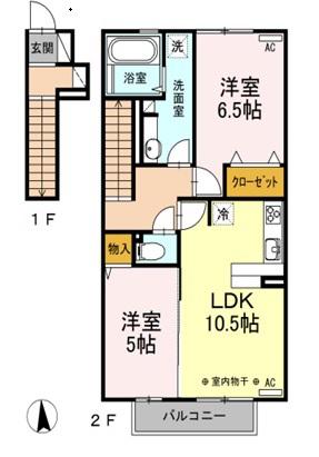 メゾンドプランドール(2LDK/2階)の間取り写真
