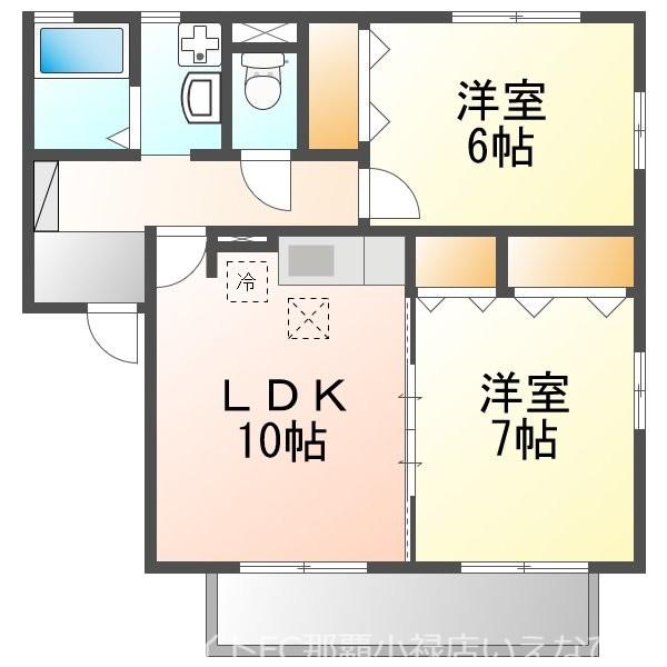 セジュール赤嶺ボナール(2LDK/1階)の間取り写真