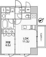 ALTERNA三軒茶屋(1LDK/8階)の間取り写真