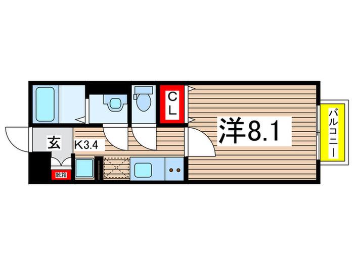 CREER中野栄(1K/3階)の間取り写真
