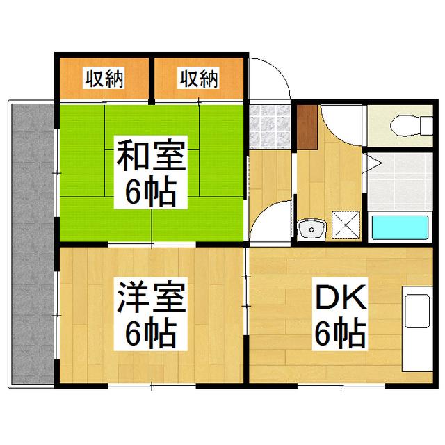 コーポ中嶌E(2DK/2階)の間取り写真