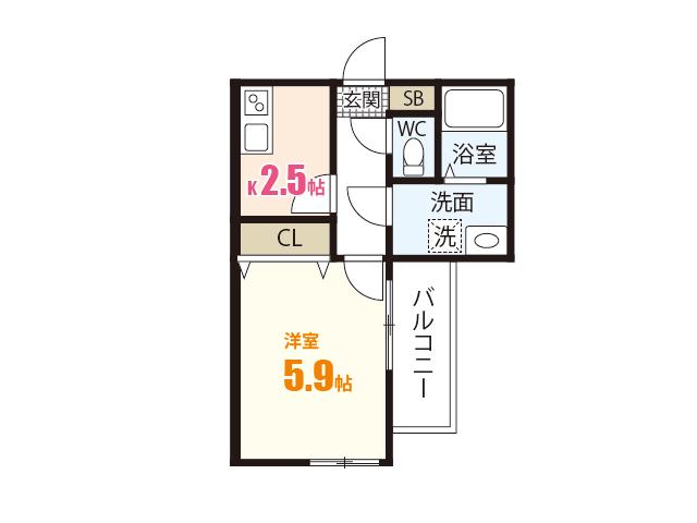 BRAVE BASE 長束(1K/1階)の間取り写真