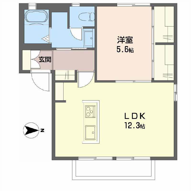 T クレマチス 新保(1LDK/2階)の間取り写真