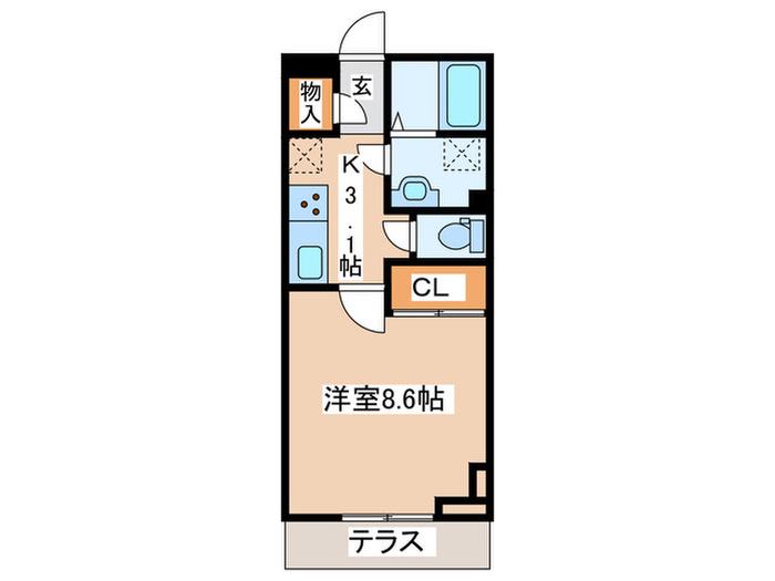 GRAND STATION宮上I(1K/1階)の間取り写真