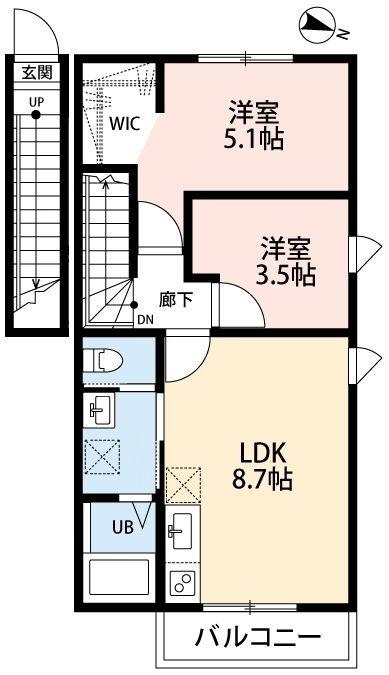 ALEX(2LDK/2階)の間取り写真