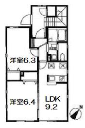 クレリエール(2LDK/1階)の間取り写真