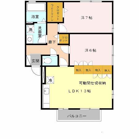 リビングタウン南花田A棟・B棟(2LDK/2階)の間取り写真