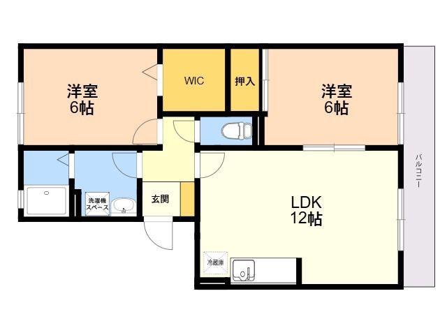 リバーコート志免(2LDK/3階)の間取り写真