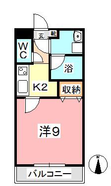 コンフォルト中祥(1K/2階)の間取り写真